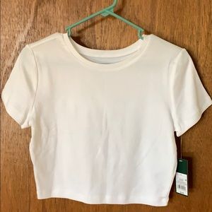 White crew neck crop top